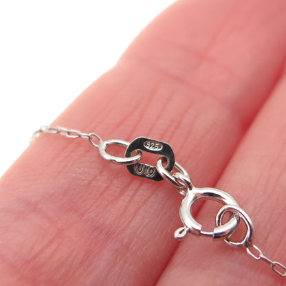 925 Sterling Silver Real Round-Cut Diamond Heart Cable Chain Necklace 20"