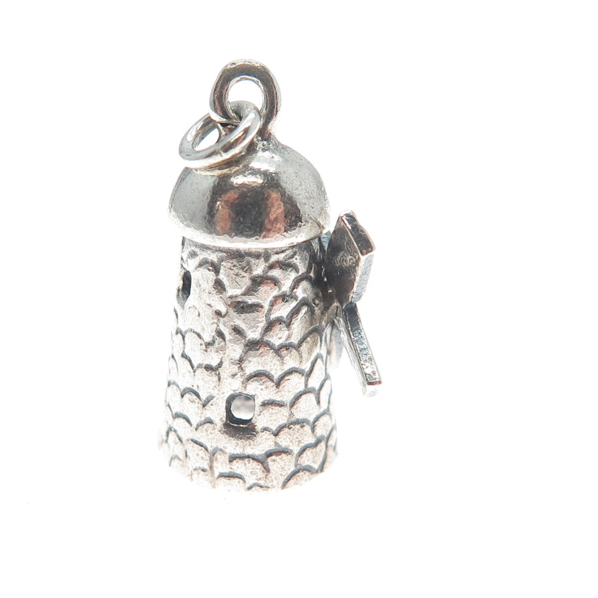 925 Sterling Silver Antique Art Deco Windmill Minimalist 3D Charm Pendant
