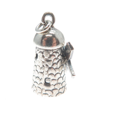 925 Sterling Silver Antique Art Deco Windmill Minimalist 3D Charm Pendant