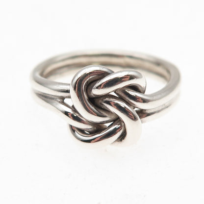 925 Sterling Silver Vintage Double Love Knot Oxidized Ring Size 8.75
