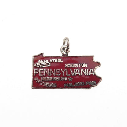 French & Franklin 925 Sterling Silver Vintage Enamel Pennsylvania Mini Pendant