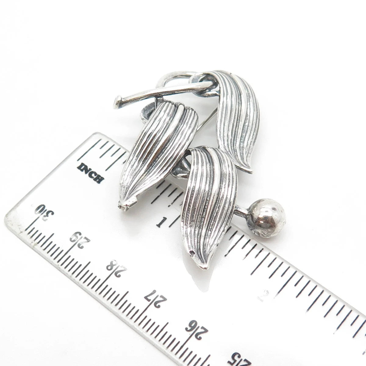925 Sterling Silver Antique Art Deco Felchcraft Leaf Pin Brooch