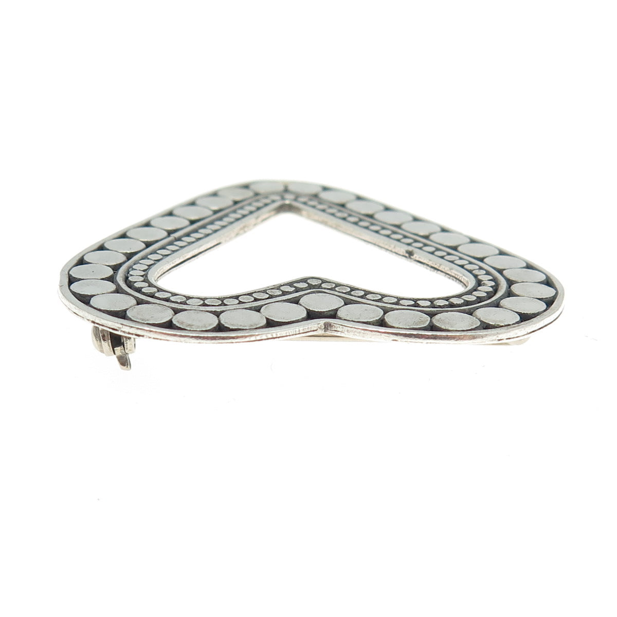 925 Sterling Silver Vintage Polka Dot Open Heart Pin Brooch