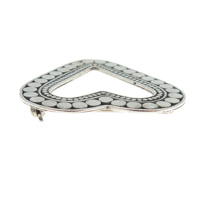 925 Sterling Silver Vintage Polka Dot Open Heart Pin Brooch