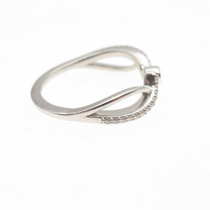 925 Sterling Silver Real Round-Cut Diamond Promise Ring Size 5