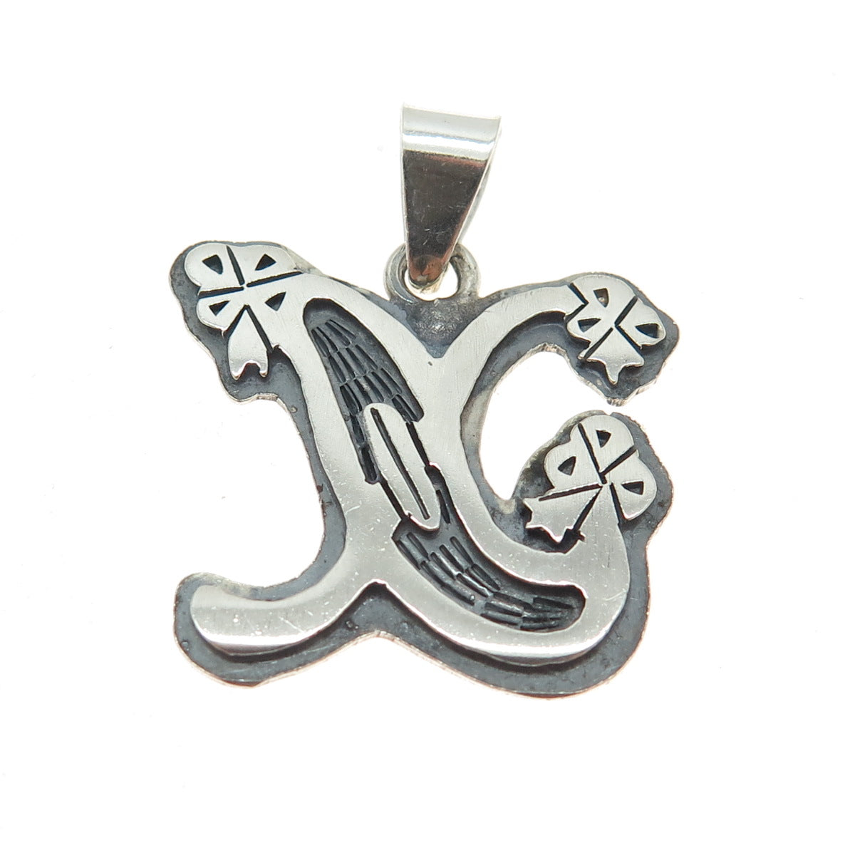 XENA WPTM 925 Sterling Silver Vintage Modernist Letter "X" Oxidized Pendant