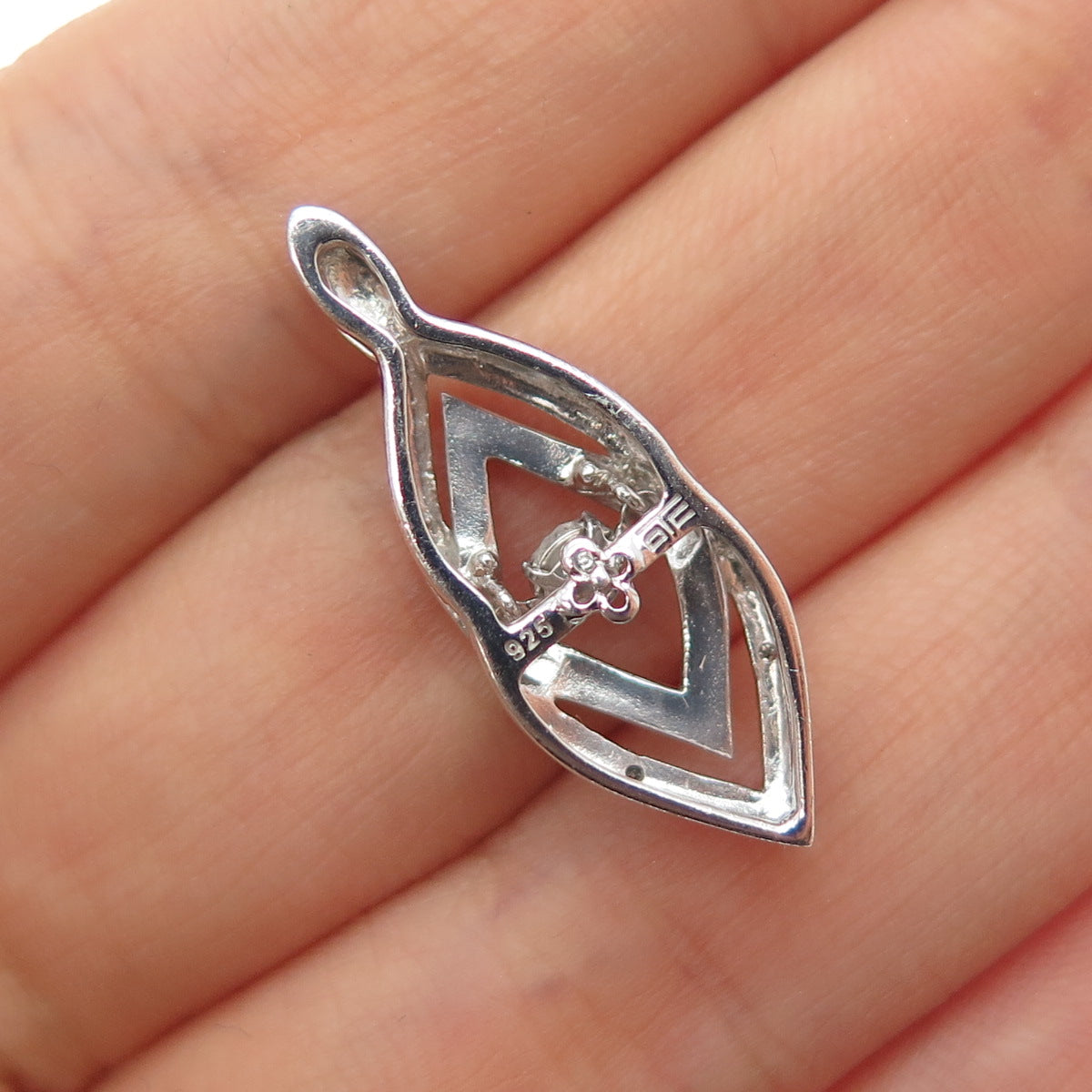 925 Sterling Silver Real Diamond Accent Interlocked Slide Charm Pendant