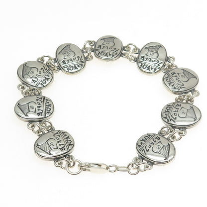 925 Sterling Silver Vintage IMP Israel David's Lyre Harp Bracelet 7.75"
