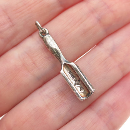 SUNWEST 925 Sterling Silver Vintage Hairbrush Oxidized 3D Charm Pendant