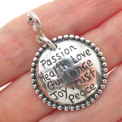 925 Sterling Silver Vintage Galatians 5:22 Oxidized Spring Ring Lock Pendant