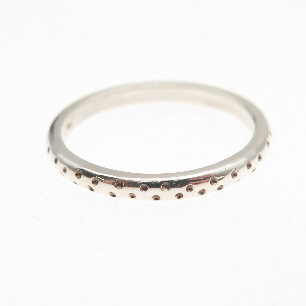 925 Sterling Silver Vintage Dotted Oxidized Band Ring Size 7