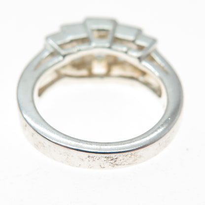 925 Sterling Silver Vintage Radiant-Cut C Z Promise Ring Size 6.25