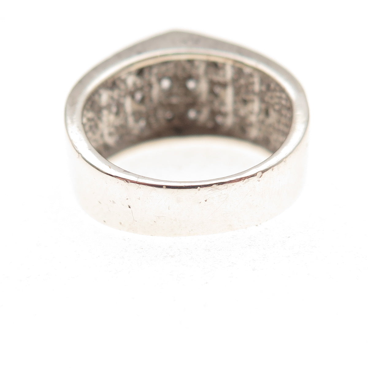 925 Sterling Silver Vintage Round-Cut C Z Modernist Ring Size 5