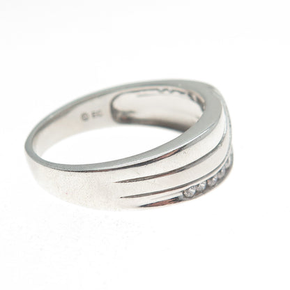925 Sterling Silver Round-Cut Graduated C Z Wave Ring Size 10