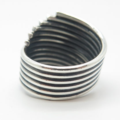 925 Sterling Silver Vintage Wide Wire Wrapped Ring Size 7.75