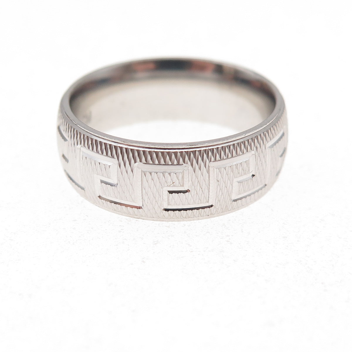 925 Sterling Silver Greek Key Band Ring Size 6.25