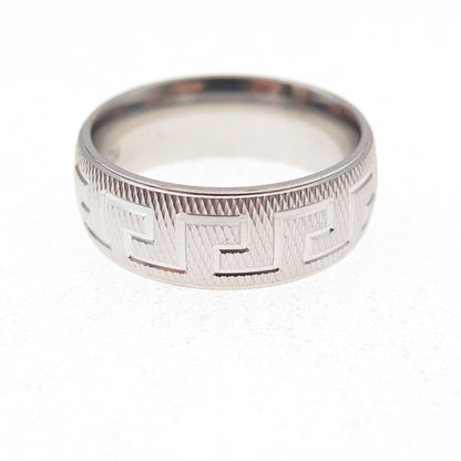 925 Sterling Silver Greek Key Band Ring Size 6.25
