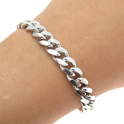 925 Sterling Silver Vintage Italy Cuban Link Bracelet 8.5"