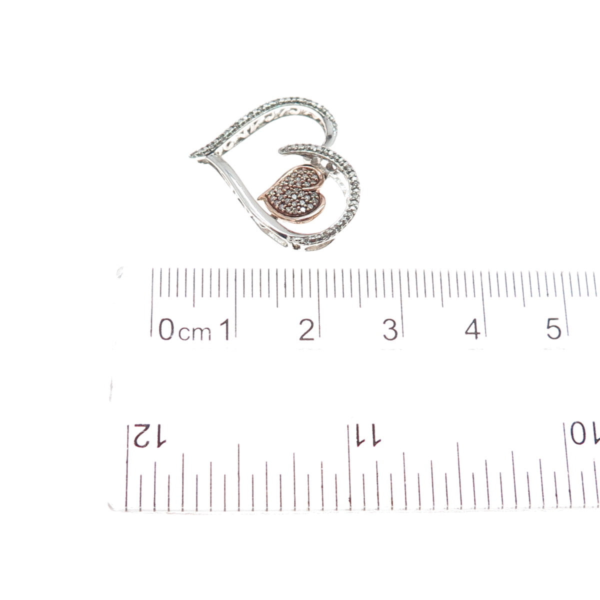 JANE SEYMOUR 925 Sterling Silver 10K Gold Real Diamond Heart Slide Pendant