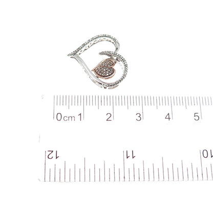 JANE SEYMOUR 925 Sterling Silver 10K Gold Real Diamond Heart Slide Pendant