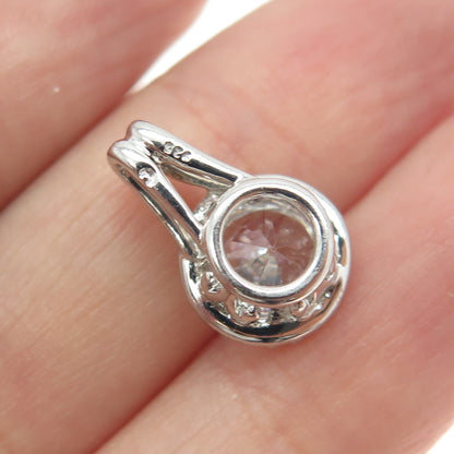 925 Sterling Silver Round-Cut C Z Sparkle Minimalist Pendant