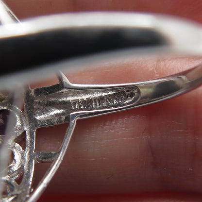 925 Sterling Silver Real Onyx Topaz Amethyst Citrine Peridot Garnet Ring Size 6