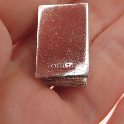 925 Sterling Silver Vintage House Oxidized 3D Charm Pendant