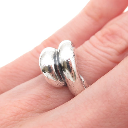 Tasco Sterling Silver Vintage Mexico Modernist Bypass Oxidized Ring Size 4.75