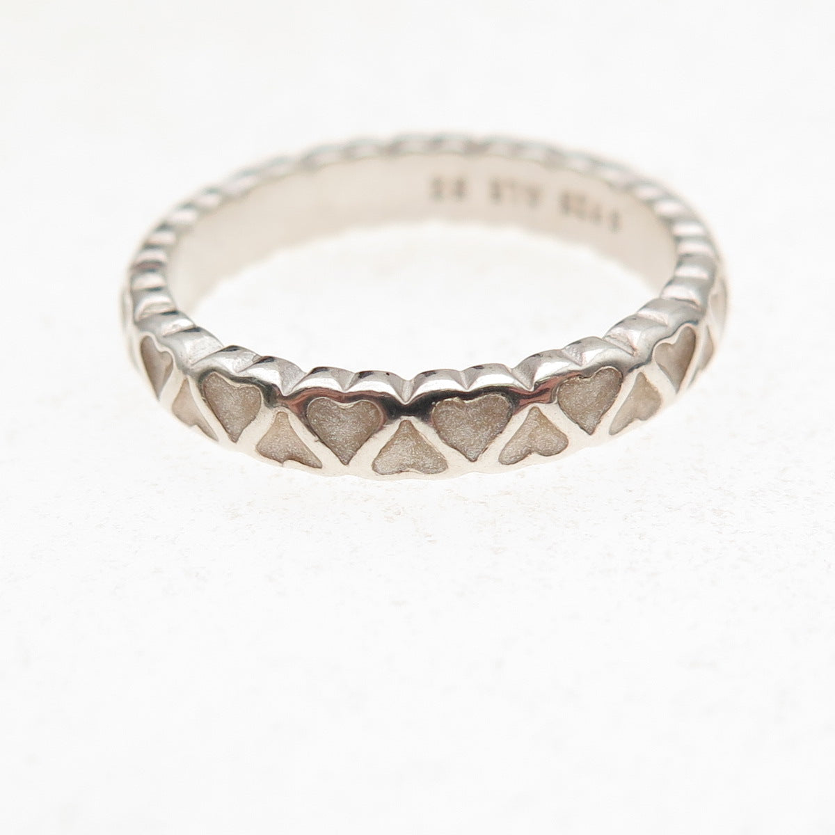 Pandora 925 Sterling Silver Enamel Abundance of Love Band Ring Size 6