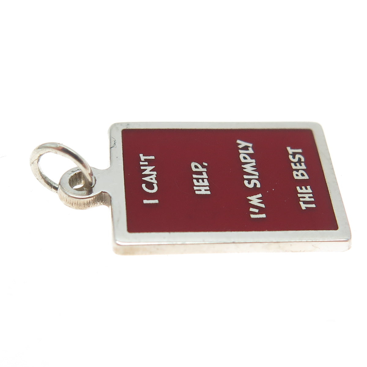 925 Sterling Silver Enamel "I Can't Help I'm Simply The Best" Minimalist Pendant