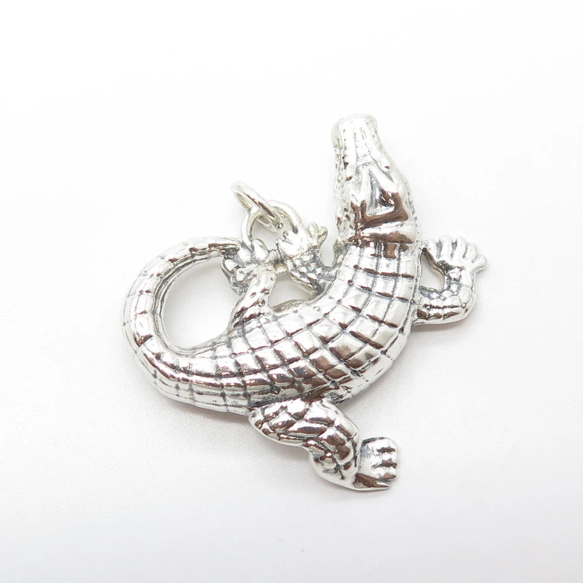 925 Sterling Silver Vintage Crocodile Pendant
