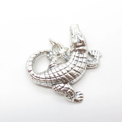 925 Sterling Silver Vintage Crocodile Pendant