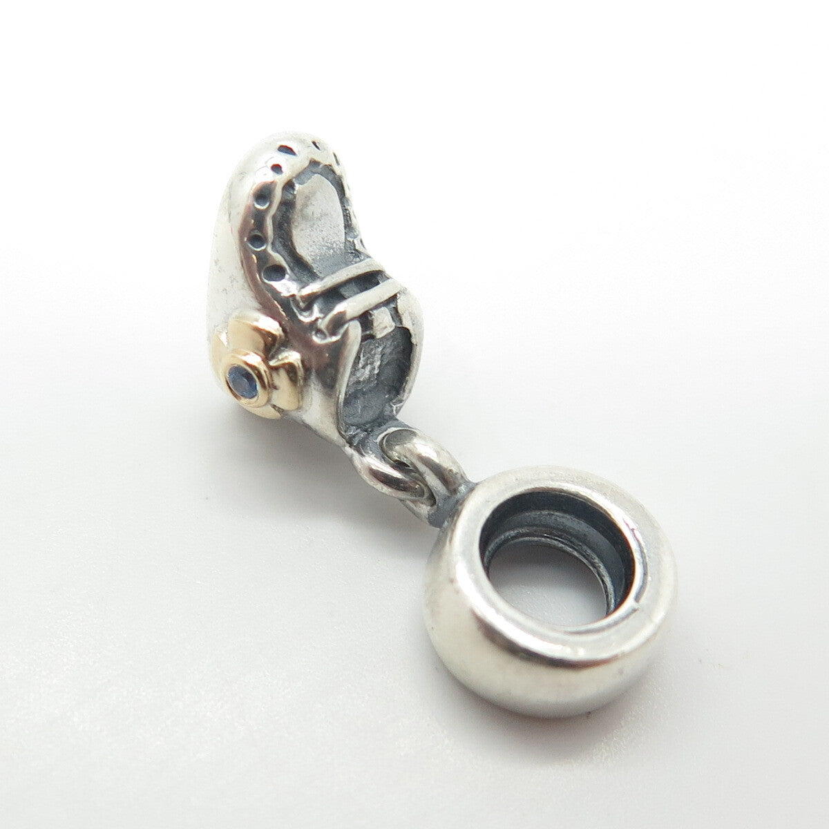 Pandora 925 Sterling Silver & Gold Plated C Z Shoe Dangle Charm