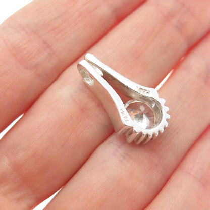 PULGA 925 Sterling Silver Round-Cut C Z Minimalist Slide Charm Pendant