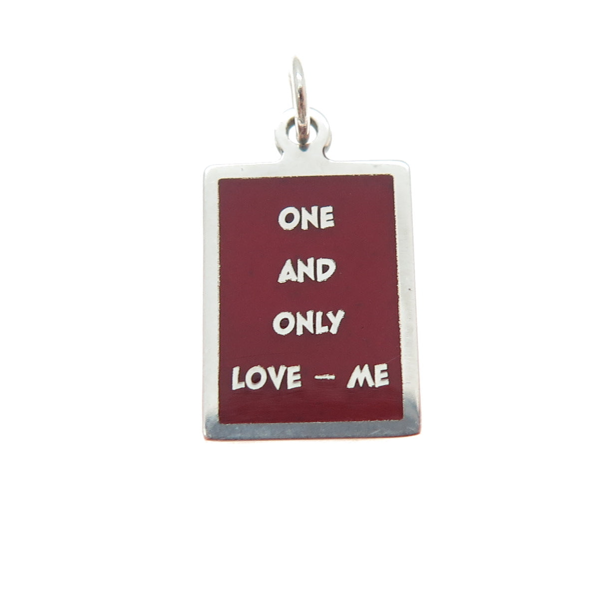 925 Sterling Silver Red Enamel One & Only Love - Me Minimalist Charm Pendant