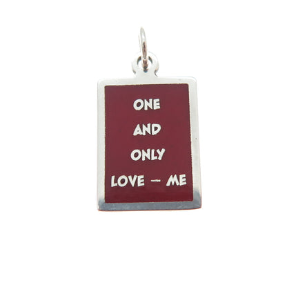 925 Sterling Silver Red Enamel One & Only Love - Me Minimalist Charm Pendant