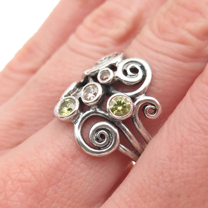 Pandora 925 Sterling Silver Multi-Color C Z Autumn Winds Swirls Ring Size 8