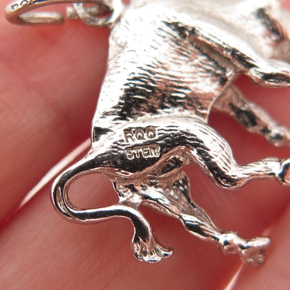 Rembrandt 925 Sterling Silver Vintage Taurus Zodiac Sign 3D Charm Pendant