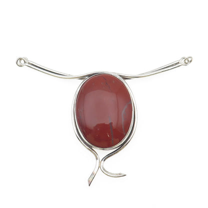 925 Sterling Silver Vintage Real Red Jasper Modernist Centerpiece Necklace Part