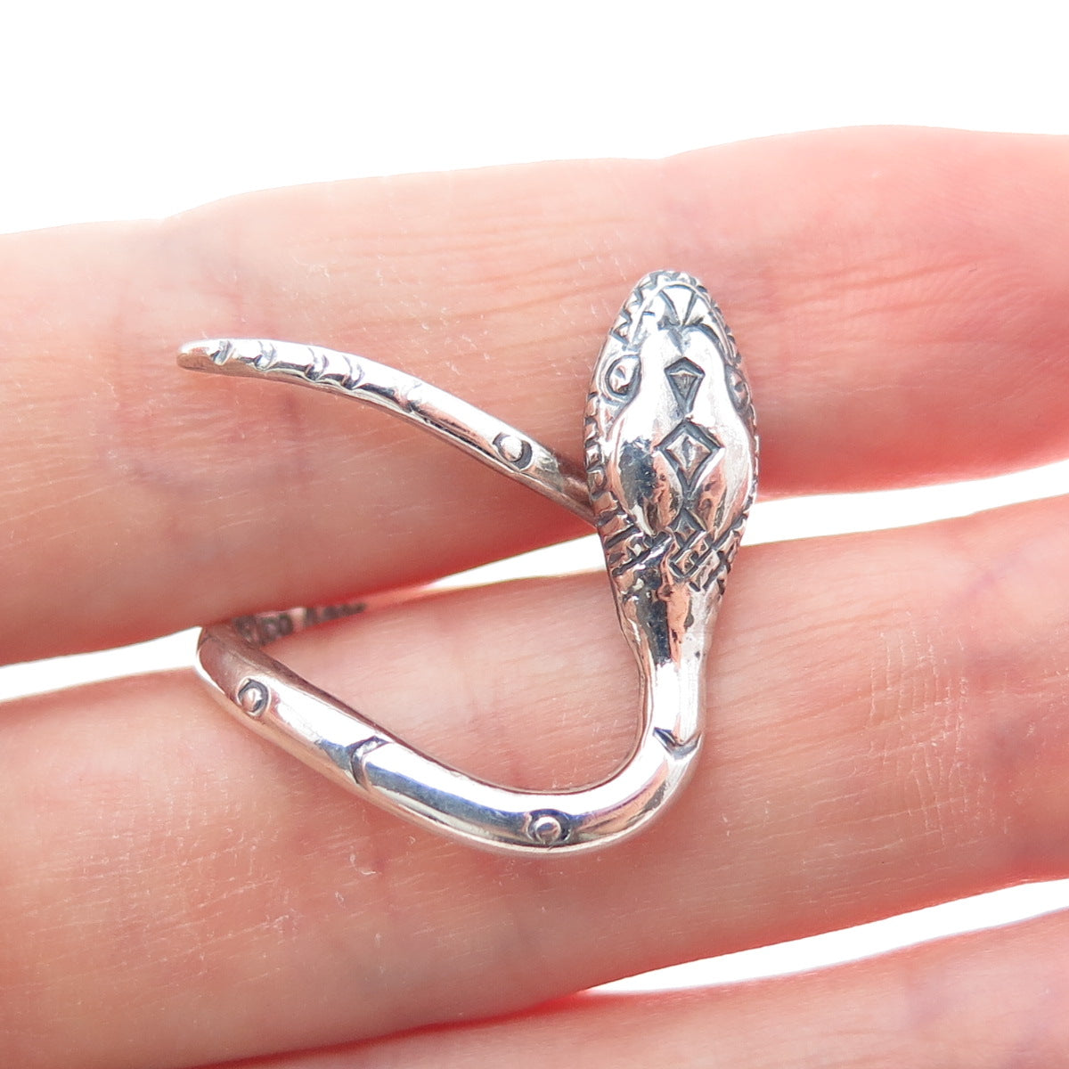 DELFINO Sterling Silver Vintage Mexico Snake Oxidized Adjustable Ring Size 7.75