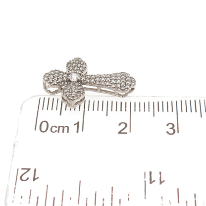 JCM Jacmel Mauritius 925 Sterling Silver Round-Cut C Z Cross Slide Charm Pendant