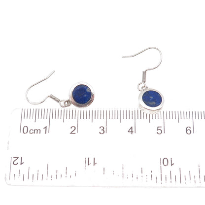 950 Silver Vintage Real Lapis Dangle Earrings
