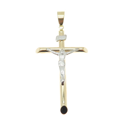 14K Yellow & White Gold Crucifix Cross Religious Charm Pendant