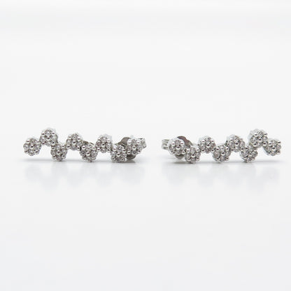 925 Sterling Silver Pave C Z Wand Earrings