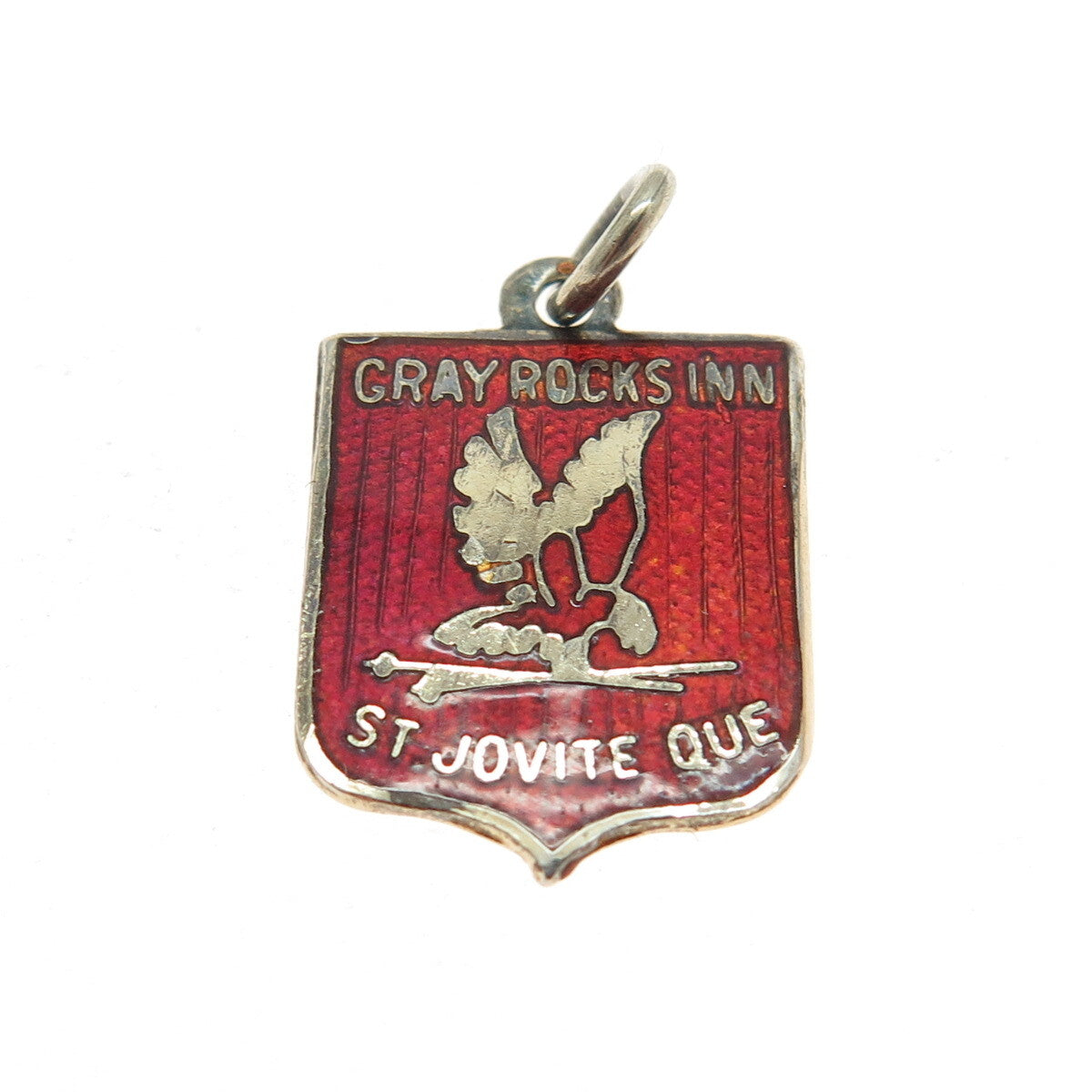 BMCO 925 Sterling Silver Vintage Enamel "Gray Rocks Inn St. Jovite QUE" Pendant