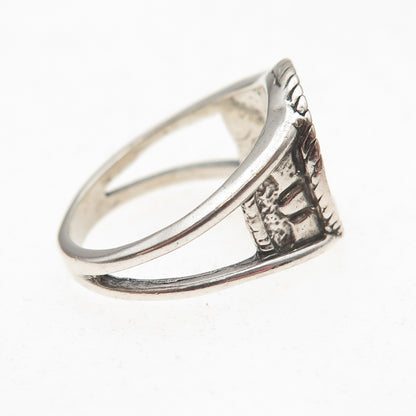 Shube 925 Sterling Silver Vintage Cherub Oxidized Ring Size 6