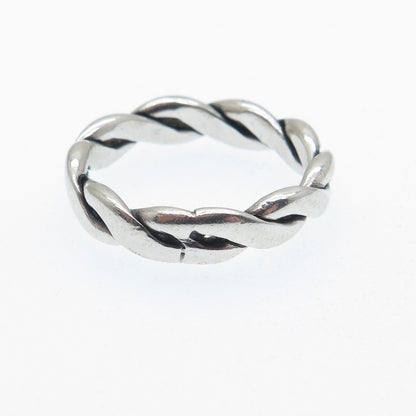 925 Sterling Silver Vintage Twisted Band Ring Size 6.25