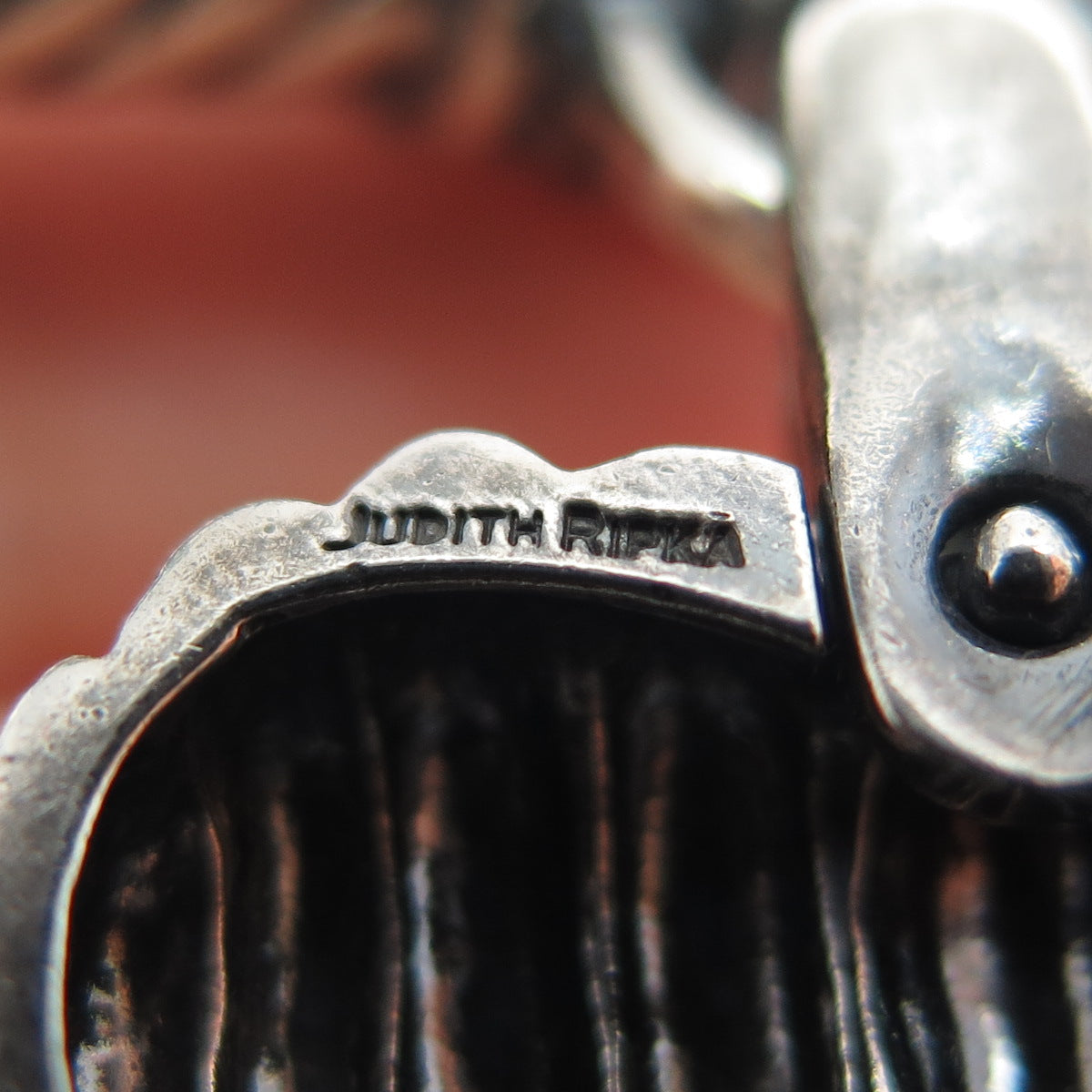 JUDITH RIPKA 925 Sterling Silver Vintage Heart Oxidized Pin Brooch