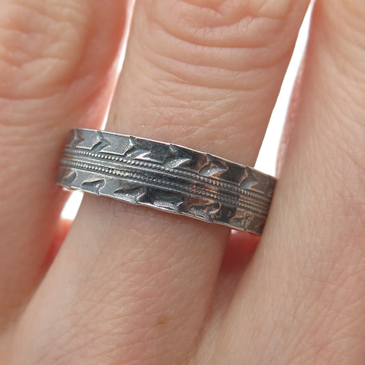 J.D. SCHLANG CO Sterling Silver Antique Art Deco Martin Bird Band Ring Size 9.25