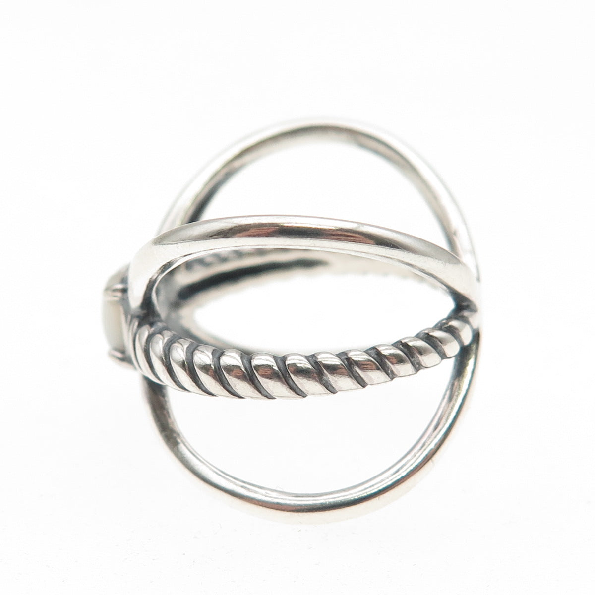 Carolyn Pollack 925 Sterling Silver Vintage Real MOP Crisscross Ring Size 8.75